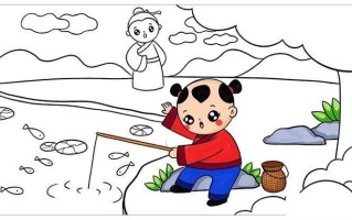 小儿垂钓的简笔画