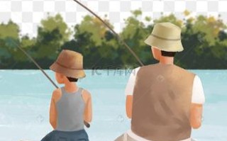 湖边垂钓插画素材