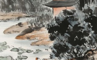 雨中垂钓水墨画图片