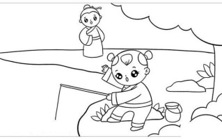 小儿垂钓儿童画
