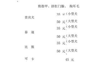 宠物店产品价格表
