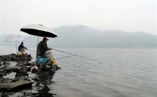 雨中垂钓唯美图片