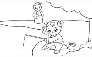 小儿垂钓诗配画作品