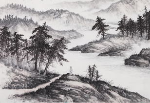 老翁钓鱼国画-第1张图片-彩蝶百科