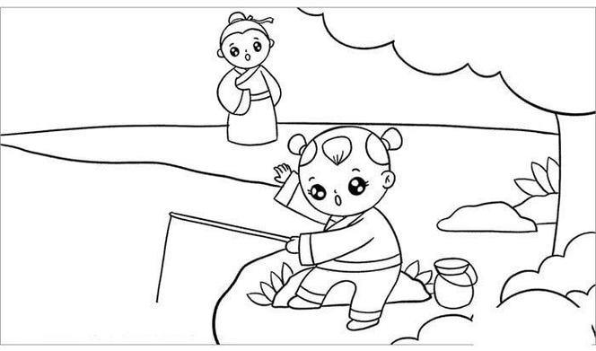 小儿垂钓儿童画-第1张图片-彩蝶百科 小儿垂钓儿童画-第1张图片-彩蝶百科
