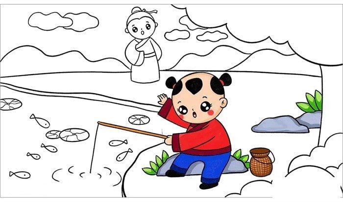小儿垂钓的简笔画-第1张图片-彩蝶百科 小儿垂钓的简笔画-第1张图片-彩蝶百科