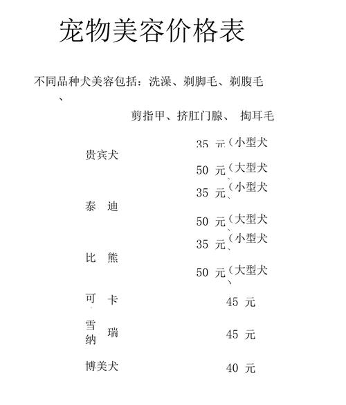 宠物店产品价格表-第1张图片-彩蝶百科